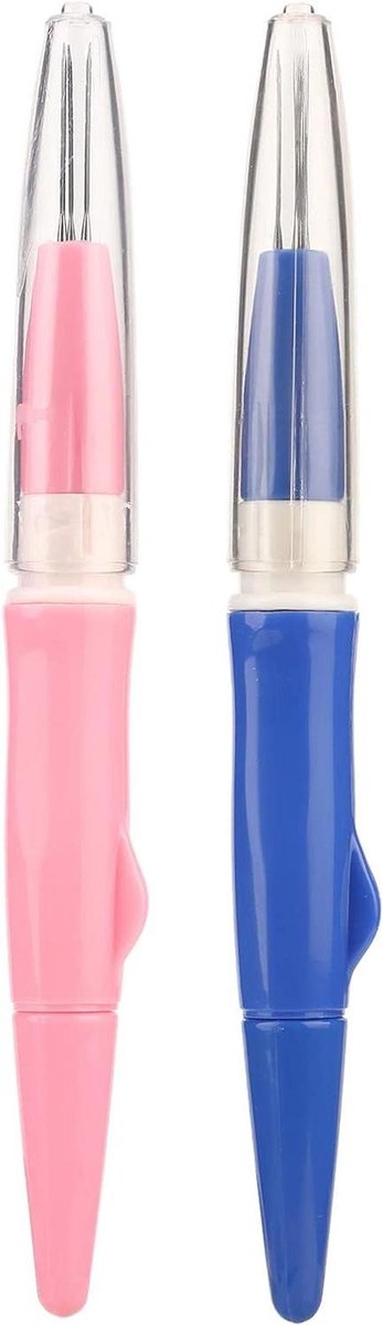 Naalden Fijnvilten - Viltgereedschap Set - Handwerk Knutselen - Ergonomisch Penontwerp - 2 Stuks - Blauw Roze