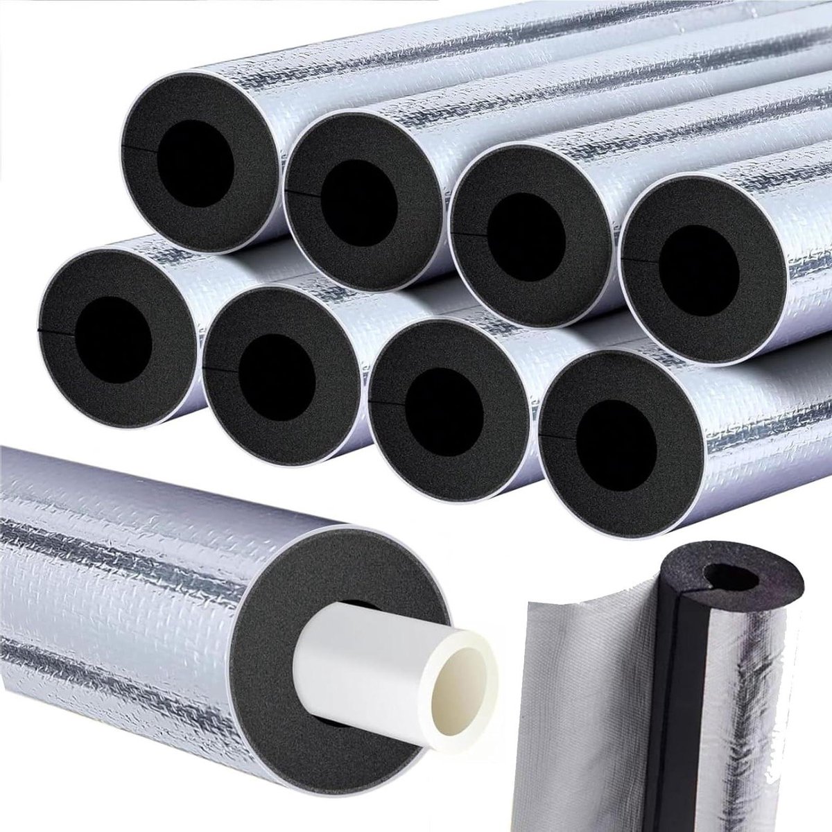 Buisisolatie Schuimrubber - Isolatiebuis Thermisch - Leidingen Beschermen - Vlamvertragend Waterdicht - 110mm x 30mm x 0.95m - Zwart