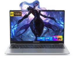 Acemagic AX15 15,6 inch Full HD Laptop - 16 GB DDR4 512 GB SSD Notebook - Intel N95(bis zu 3,40 GHz) - Windows 11 Pro - WIFI 5 - BT - Grijs