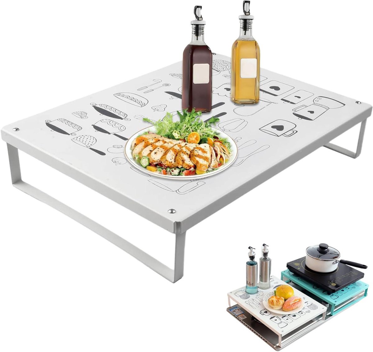 Magnetron Plank - Keuken Organizer - Ruimte Besparen - Antislip Voetjes - 40x30x8 cm - Wit