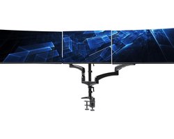 TIM® Monitorarm 3 schermen - Muurbeugel met C-klemdoorvoertule - Triple Beeldschermarm tot 32 inch - Muurbeugel Monitor - Monitorbeugels - Monitorbeugel 3 schermen - Zwart - 45cm x 32cm x 17cm