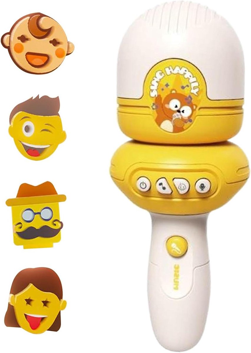 Kinder Karaoke Microfoon - Zangapparaat Speelgoed - Muziek Maken - Opname Functie - 83 cm - Geel