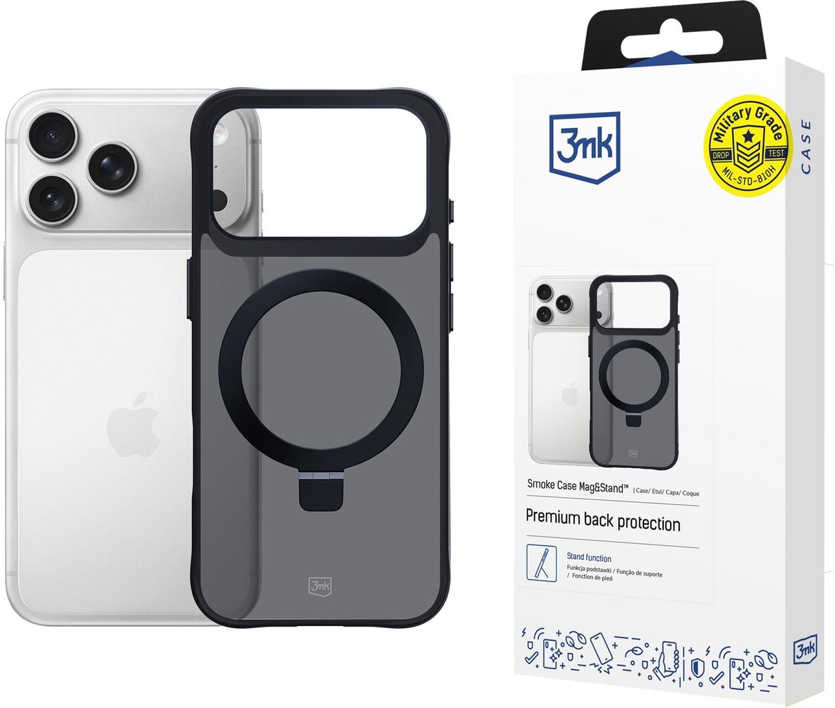 3Mk Smoke Case Mag&Stand Voor Apple Iphone 17 Pro Hoesje Met Magnetische Standaard