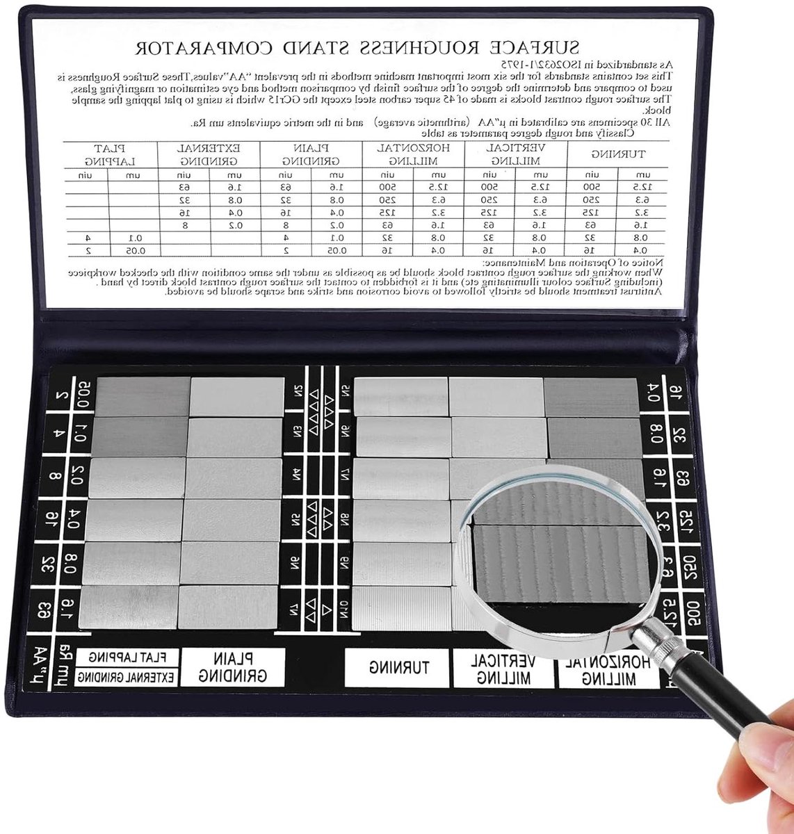 Oppervlakteruwheid Set - Ruwheid Vergelijker - Industriële Inspectie - 30 Standaard Monsters - Ra 0.05-12.5 mm - Metaal