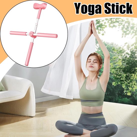 Yoga Correctie Stang - Lichaam Uitlijning - Rug Oefeningen - Draagbare Trainingshulp - 78cm Lengte - Roze — afbeelding 4
