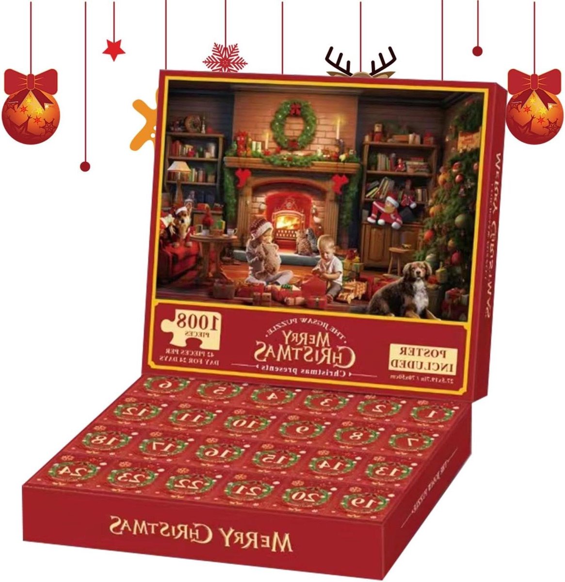 Adventskalender Puzzel - Kerst Puzzel - Aftellen Kerst - Bevordert Creativiteit - 70 x 50 cm - Kleurrijk