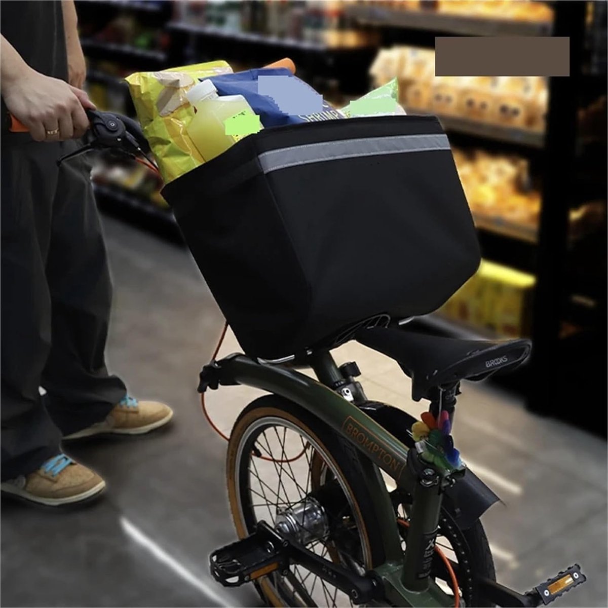 Fietsmand Opbergtas - Voorste mand - Boodschappen vervoeren - Inclusief beugel - One size - Zwart