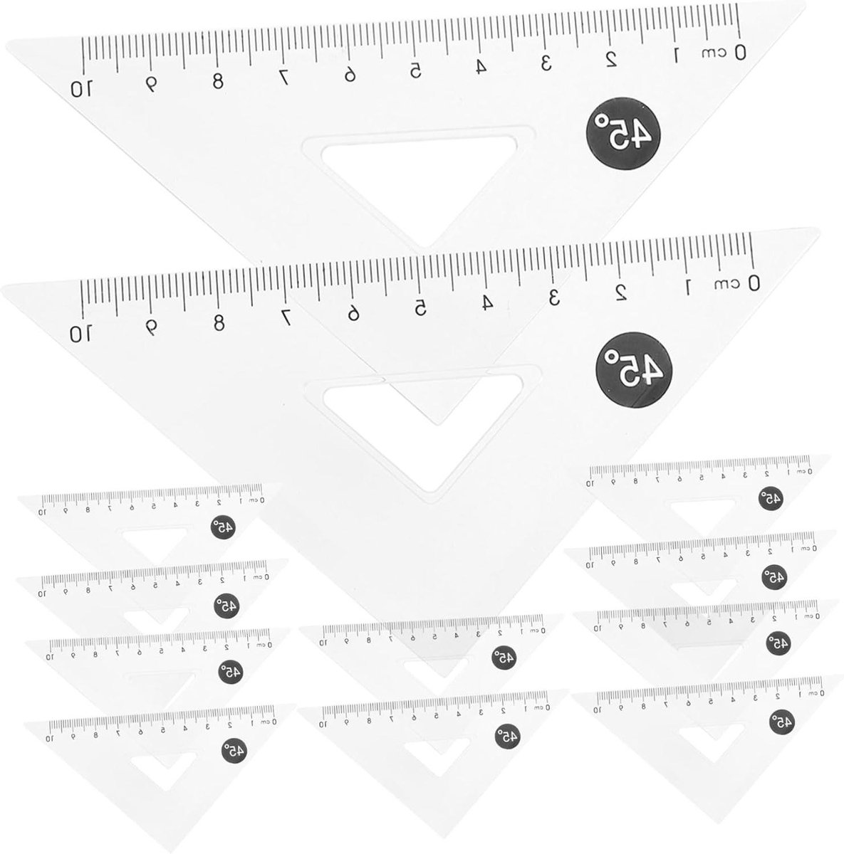 Meetliniaal Set - Hoeklinialen Tekenlinialen - Nauwkeurig Meten Tekenen - Transparant PP Materiaal - 12 x 6.2 cm - Zoals Afgebeeld