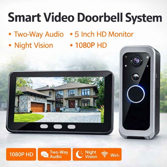 Video Camera intercom - Wifi - App bediening - Batterij - Beweging - Tuya - Zilver — afbeelding 5