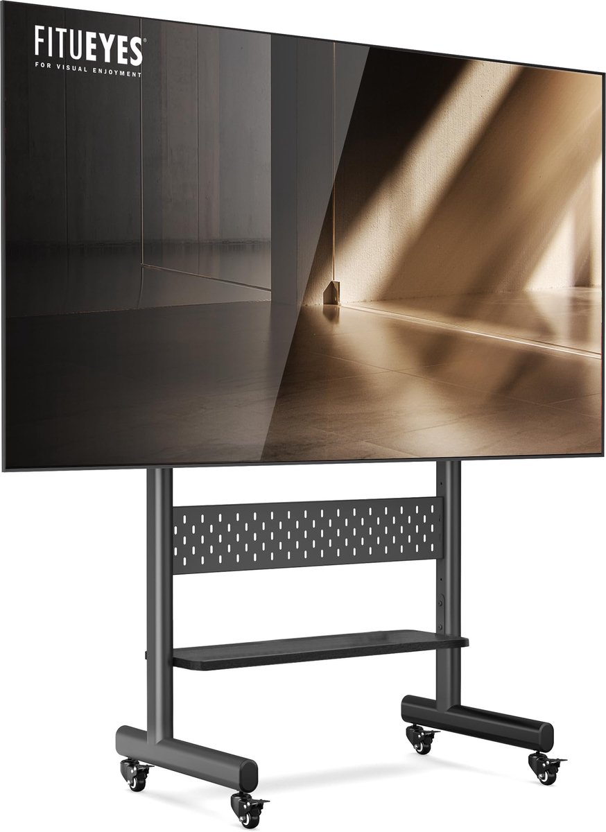 FITUEYES Tv-standaard, oprolbaar, televisiestandaard met wieltjes, tv-trolley, in hoogte verstelbaar, voor 40-85 inch televisie max. 60 kg, VESA, 600 x 400 mm