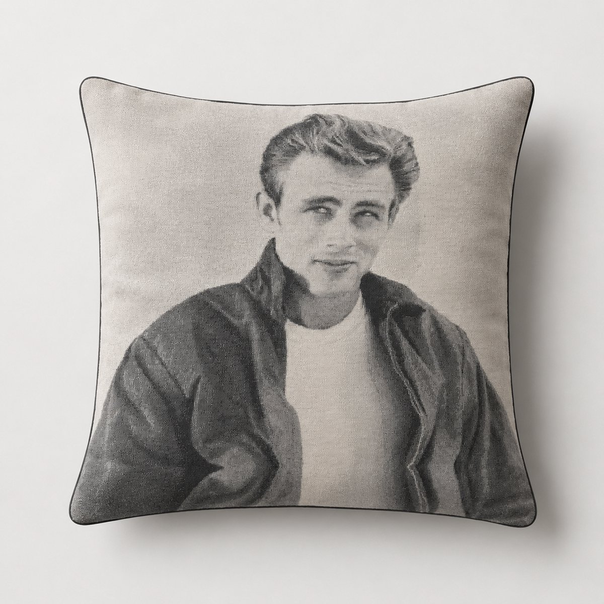 Unique Living 3 stuks - kussenhoes - sierkussenhoes -grijs - zwart - Film - filmster - James Dean - 45 x 45 cm - rits zwart - grijs - ecru