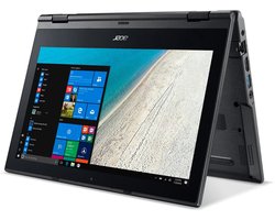 Acer TravelMate Spin B1 B118-R-C8VQ Intel® Celeron® N3450 Hybride (2-in-1) 29,5 cm (11.6") Touchscreen HD 4 GB DDR3L-SDRAM 64 GB eMMC Wi-Fi 5 (802.11ac) Windows 10 Pro Engels Zwart