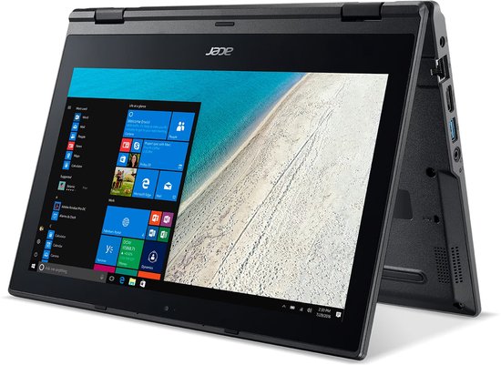 Acer TravelMate Spin B1 B118-R-C8VQ Intel® Celeron® N3450 Hybride (2-in-1) 29,5 cm (11.6") Touchscreen HD 4 GB DDR3L-SDRAM 64 GB eMMC Wi-Fi 5 (802.11ac) Windows 10 Pro Engels Zwart