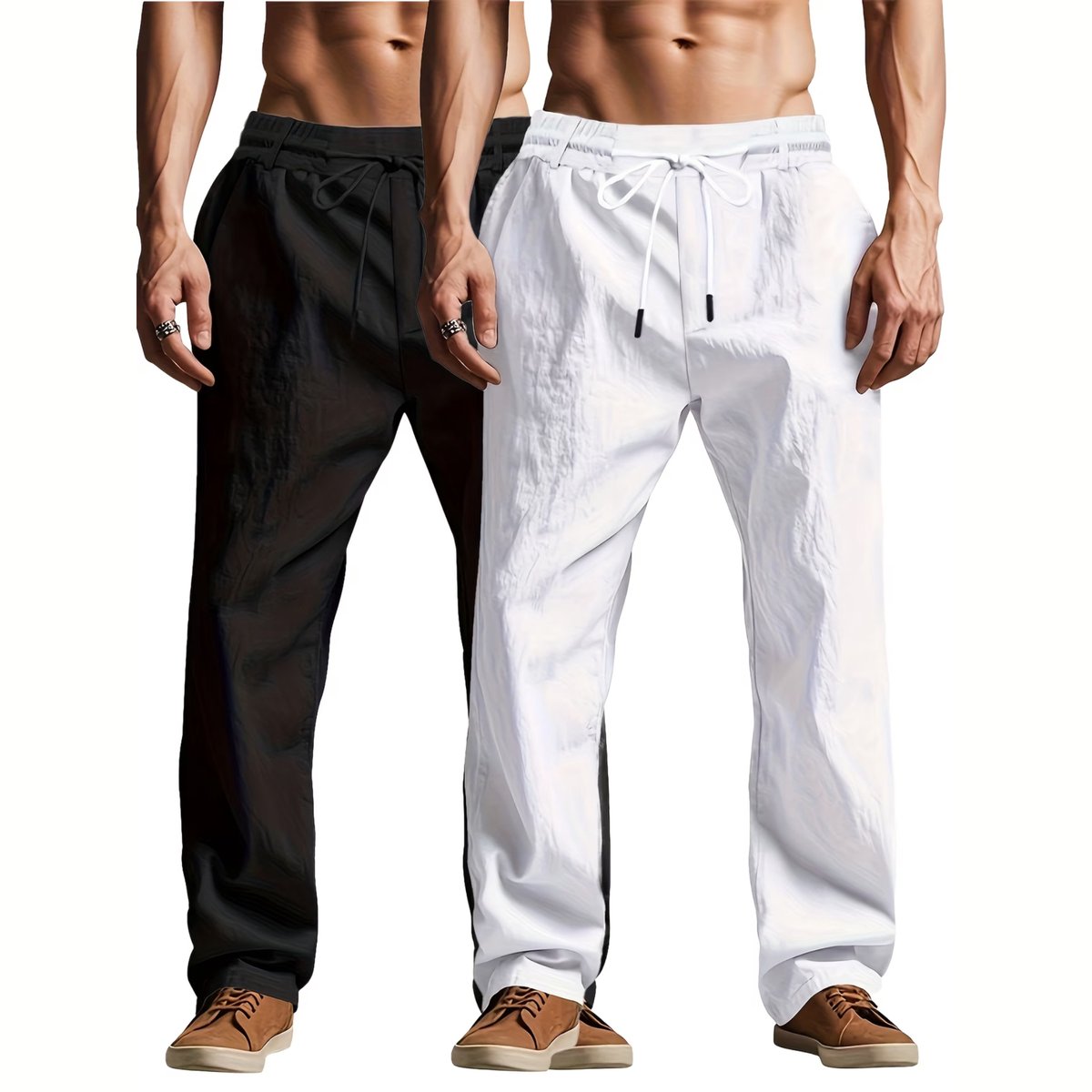 Currero Linnen Broek Heren - Zomerbroek - Volwassenen - Lange Broek - Pantalon - Strandbroek - Zomer - Ibiza Stijl - Zwart S