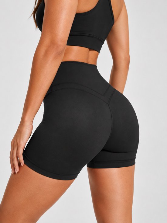SparkNine Flexcross short dames - cross-front - stijlvolle sportshort short - L - zwart - hoge taille - buttlift - super comfortabel & stretch — afbeelding 4