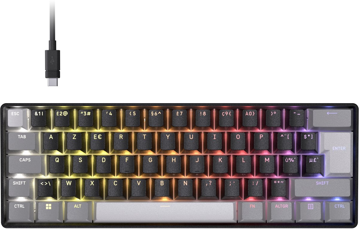Corsair Clipper Pro Mini 60 - Magnetisch Toetsenbord - Bedraad - BE AZERTY - 60% - 8000 Hz - RGB