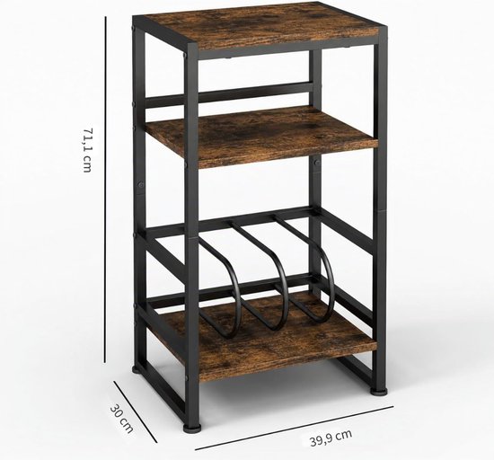 SNJY® Platenspeler Meubel - Platenspeler Kast - LP Houder - Platenhouder - 30D x 40B x 71H cm - Bruin/Zwart