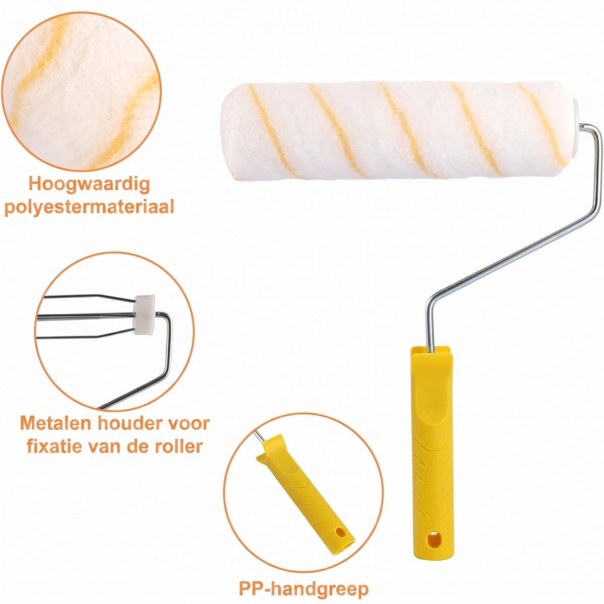 Verf Roller Set 9 inch & 4 inch - Schilder Roller Kit met Verfbak - Verfroller Set voor Muurverf en Latex - Inclusief Rollerhouders, Rollen, Kwasten en Reinigingsgereedschap – foto 6