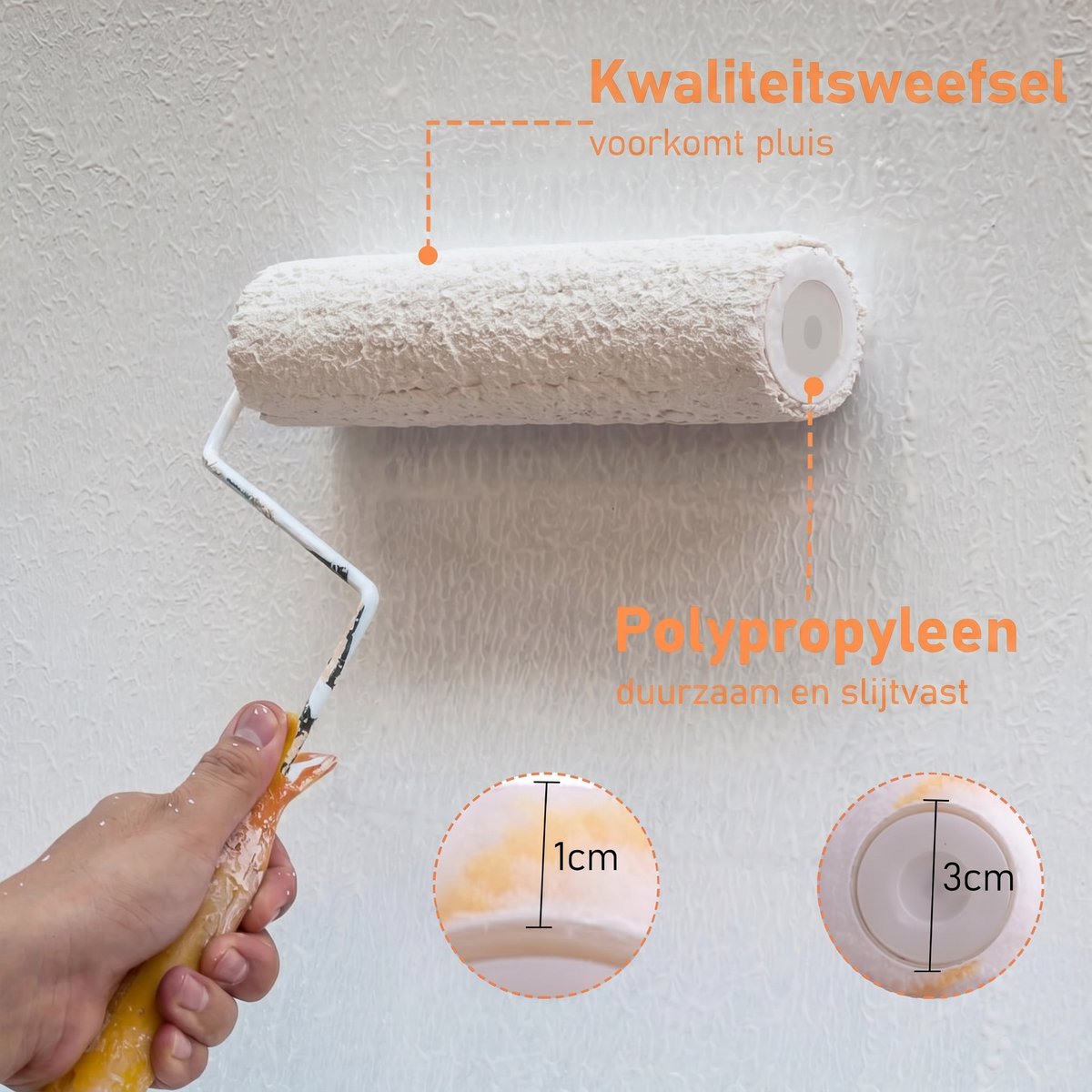 Verf Roller Set 9 inch & 4 inch - Schilder Roller Kit met Verfbak - Verfroller Set voor Muurverf en Latex - Inclusief Rollerhouders, Rollen, Kwasten en Reinigingsgereedschap – foto 7