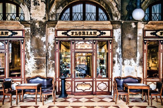 Fotobehang Florian Cafe - Vintage - Italië Venetië - Italiaans koffie huis - Bruin - 368 x 248 cm - Komar