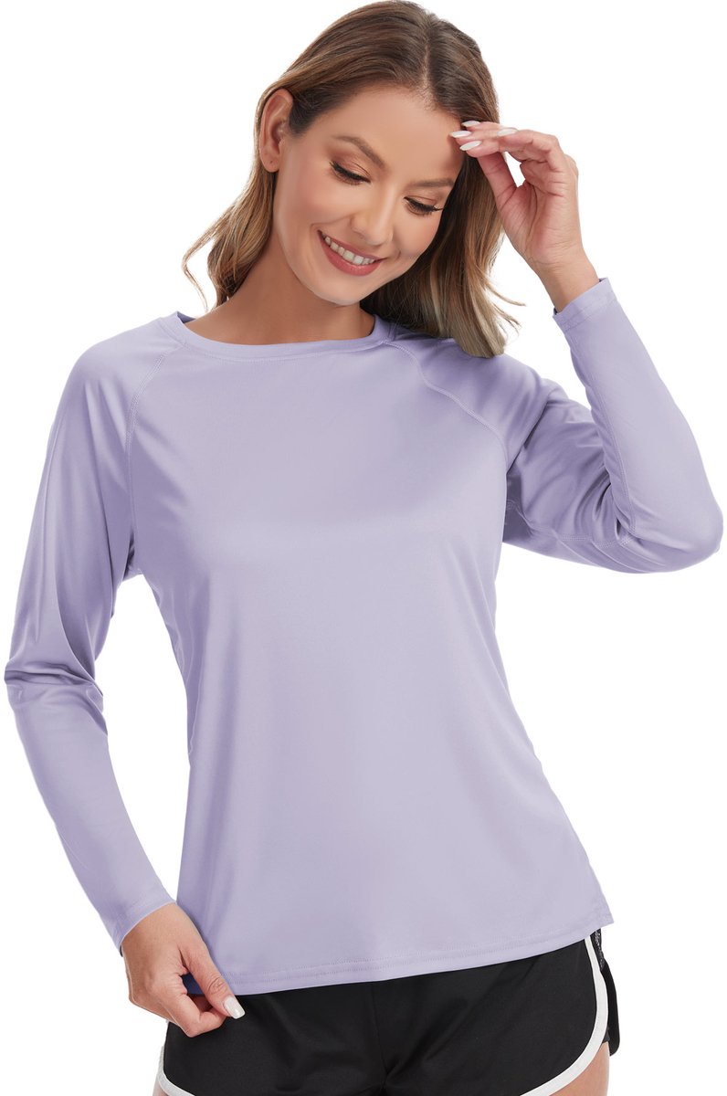 Dames Rash Guard Zwemshirt met Lange Mouwen Surfshirt Tops Badpak Paars XL