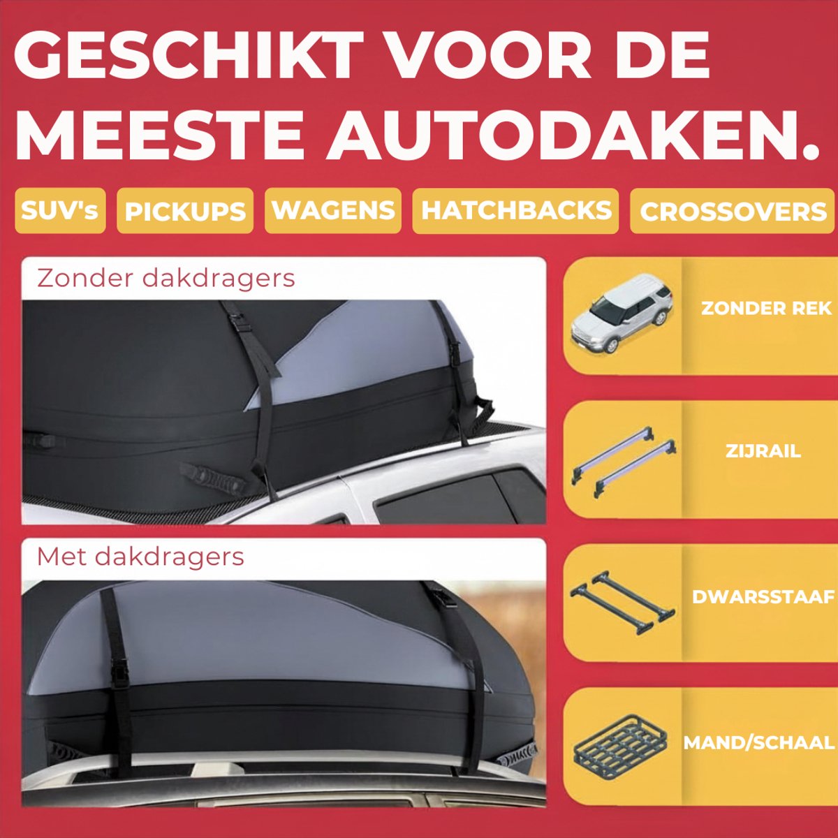 SNJY® Dakkoffer - Daktas - Dakkoffers - 400 Liter - 104L x 90B x 43H cm - Zwart – foto 3
