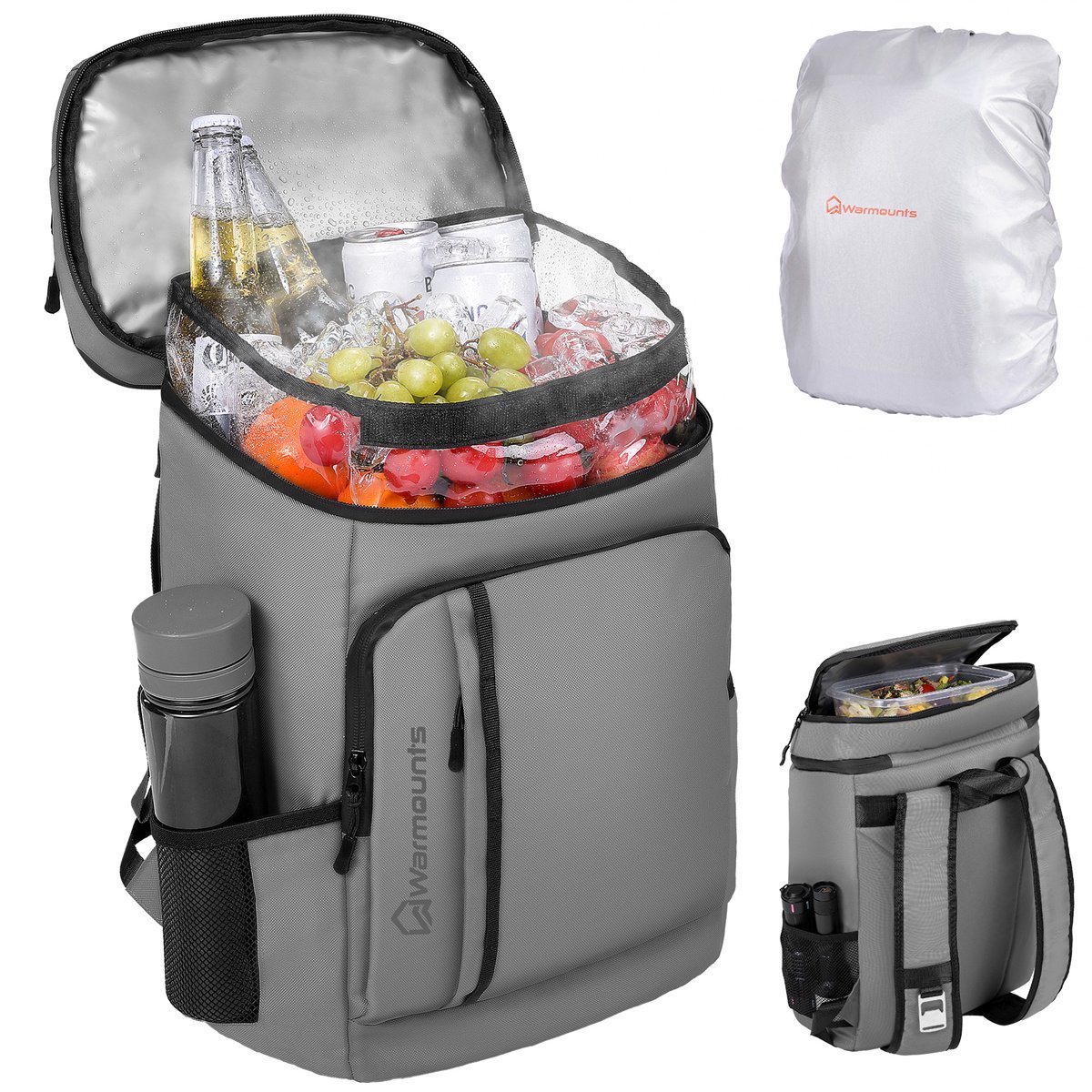 WARMOUNTS 27L Koeltas Rugzak Camping – Geïsoleerde Thermotas met Isolerende Afdekking, Waterdichte Koelrugzak voor Picknick, Strand, Wandelen, Reizen en Outdoor