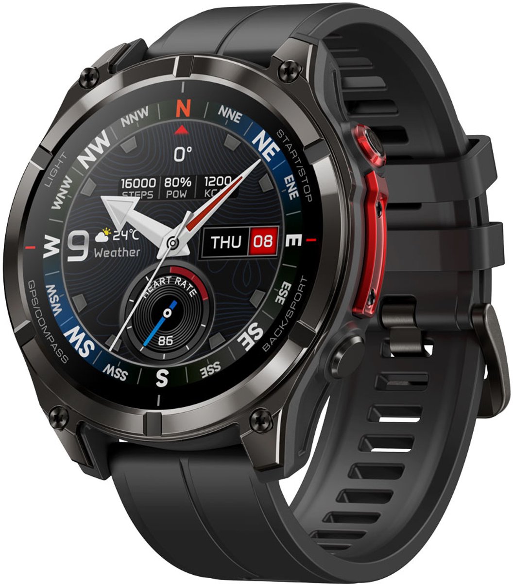 Zeblaze Stratos 4 Pro Smartwatch - Offline kaartnavigatie - GPS - Slaapmonitor - Belfunctie - LED Zaklamp - 170+ Sportmodi- 5ATM - Hartslag/Slaapmeter/SpO2 - IOS & Android - Zwart
