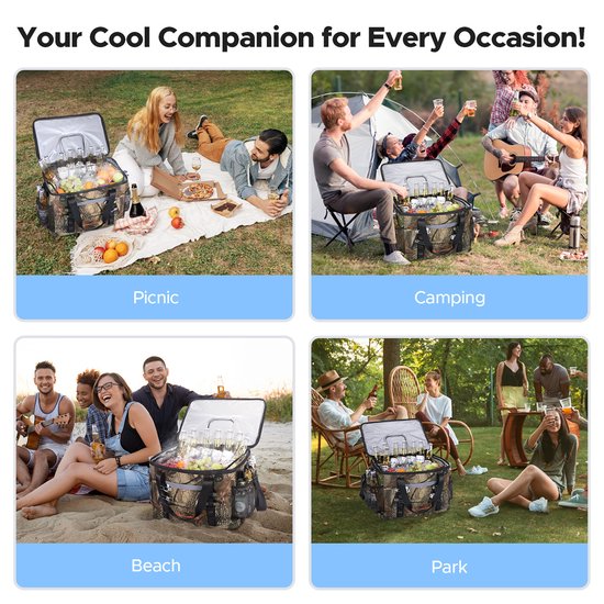 WARMOUNTS 40L Koeltas Groot - Opvouwbare Geïsoleerde Cooler Bag - Waterdichte Thermotas met Schouderriem - Voor Eten, Bier, Werk, Strand en Reizen van Warmounts — afbeelding 5