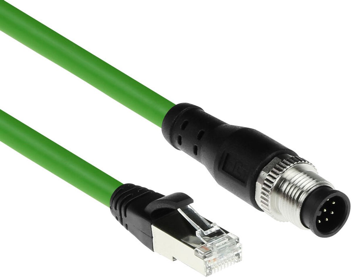 ACT SC3823 Industriële Sensorkabel | M12A 8-Polig Male naar RJ45 Male | Ultraflex SF/UTP TPE kabel | Afgeschermd | IP67 | Groen | 5 meter