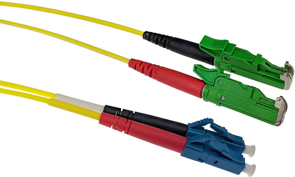 ACT RL3202 Glasvezel Patchkabel Duplex LSZH Singlemode - E2000/APC LC/UPC 9/125µm OS2 - 2 meter