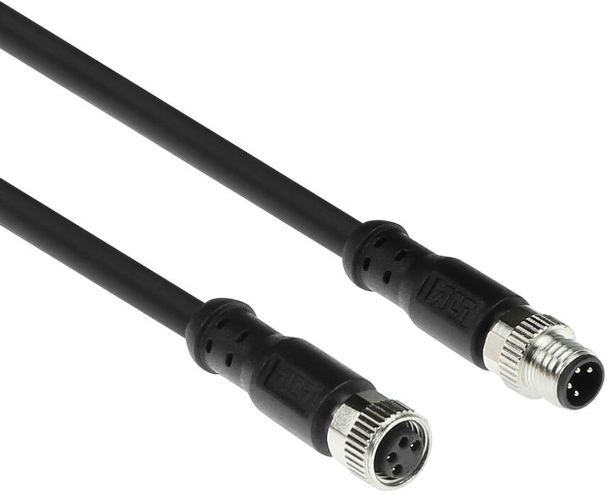 ACT SC3103 Industriële Sensorkabel | M8A 4-Polig Male naar M8A 4-Polig Female | Ultraflex Xtreme TPE kabel | Afgeschermd | IP67 | Zwart | 5 meter