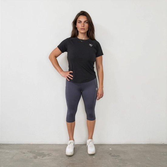 YV SPORT Sportlegging Toronto - Driekwart sportlegging - Handige zakken - Premium kwaliteit - Squat-proof - Stevige, hoge tailleband - Perfect fit - Sport legging dames - Blauw - Maat L van YV SPORT — afbeelding 3