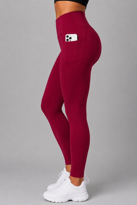 SparkNine Softflex zachte legging met zakken - dames sportlegging - comfy legging - XXL - rood - hoge taille - elastisch - zacht materiaal - comfortabel — afbeelding 2