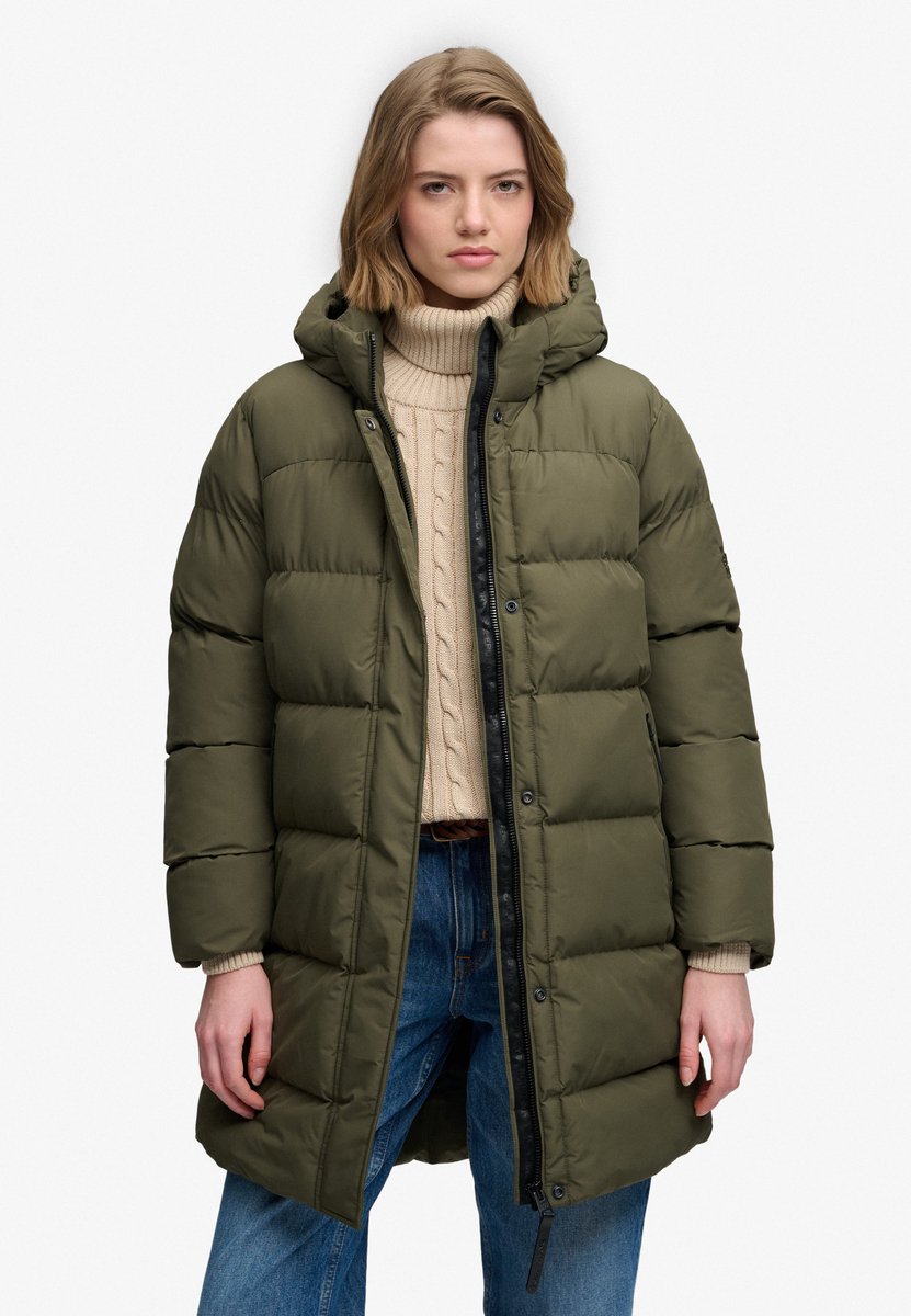 Superdry Jas Hooded Sports Puffer Mid Jkt W5012179a Washed Dames Groen