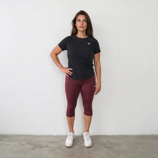 YV SPORT Sportlegging Toronto - Driekwart sportlegging - Handige zakken - Premium kwaliteit - Squat-proof - Stevige, hoge tailleband - Perfect fit - Sport legging dames - Rood - Maat XL van YV SPORT — afbeelding 3