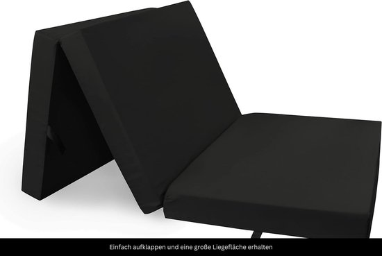Vouwmatras Senior - Logeerbed Kruk - Extra Zitplaats - Wasbare Hoes - 195x85x10 cm - Zwart — afbeelding 2