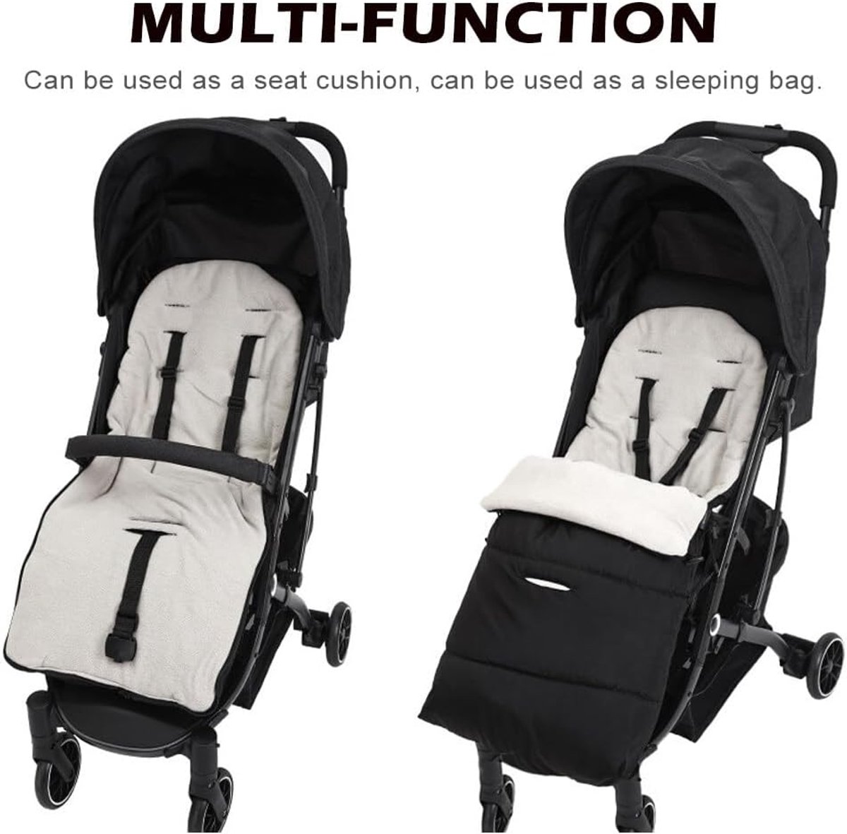 Universele Voetenzak - Kinderwagen Zak - Warm Blijven - Waterdicht Oxford Stof - 80 cm - Zwart – foto 5