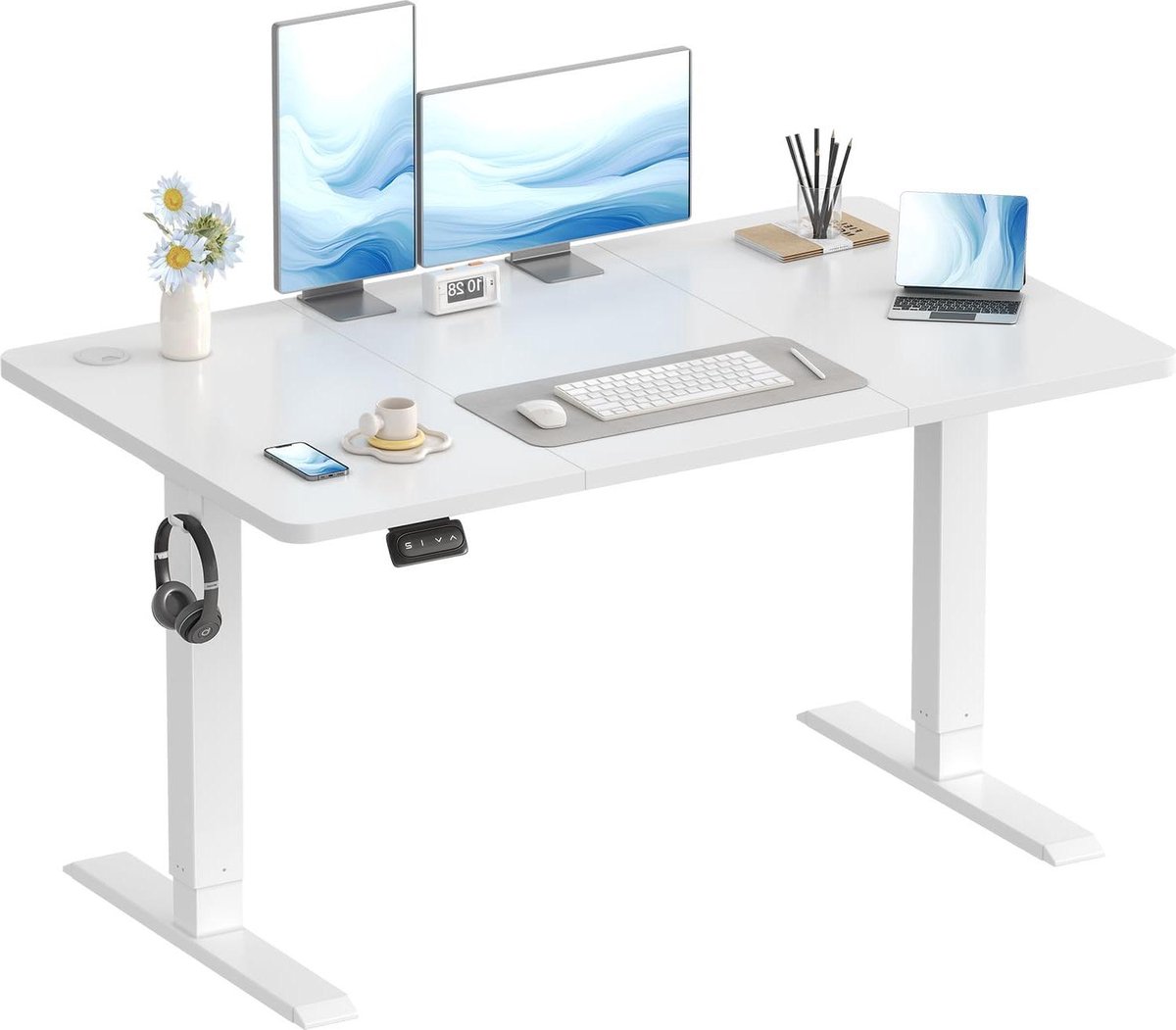 Elektrisch Bureau - Sta bureau - Ergonomisch werken - Met geheugenfunctie - 120 x 60 cm - Wit