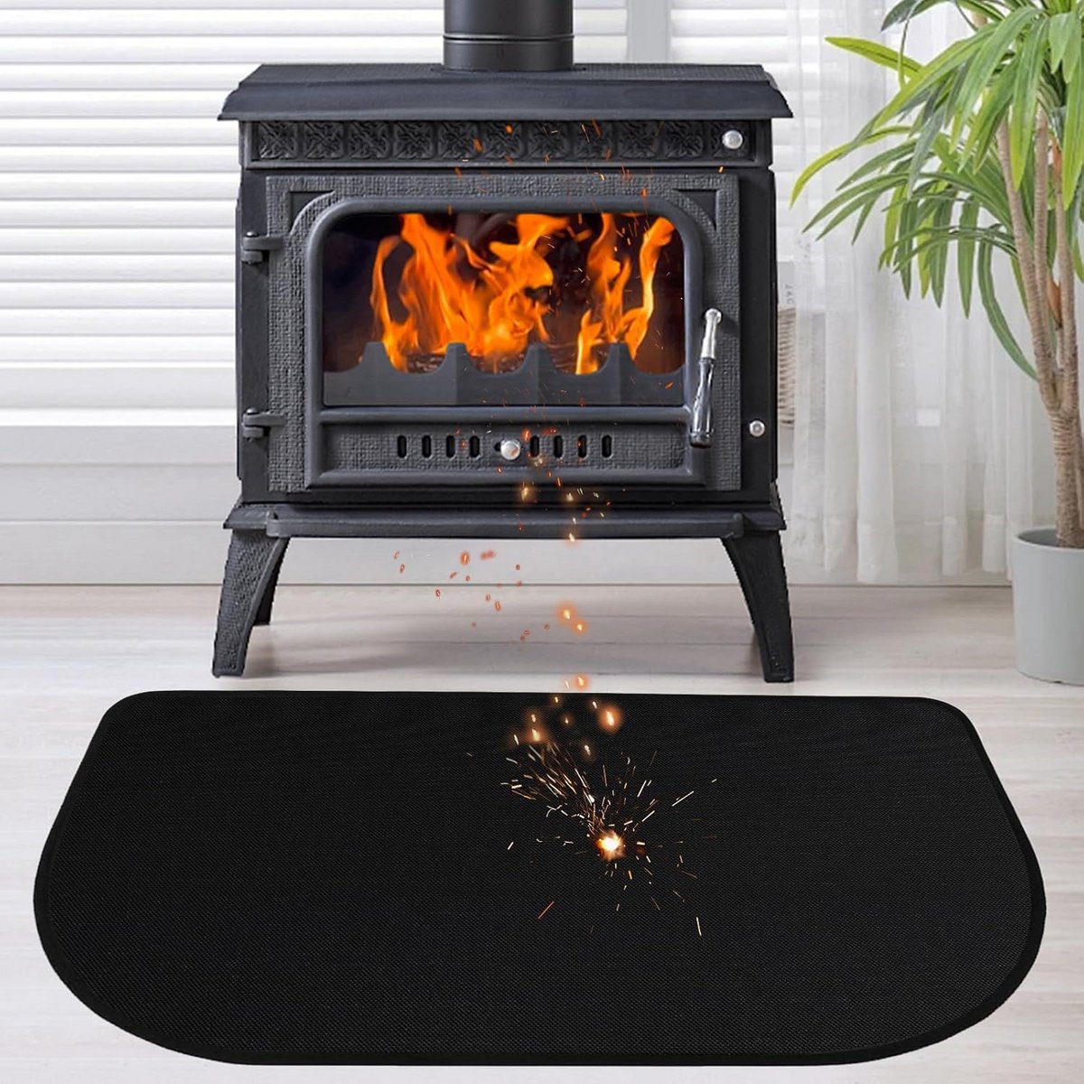 Brandwerende Mat - Hittebestendig Kleed - Vloer Beschermen - Hoge Temperatuur Weerstand - 80 x 50 cm - Zwart