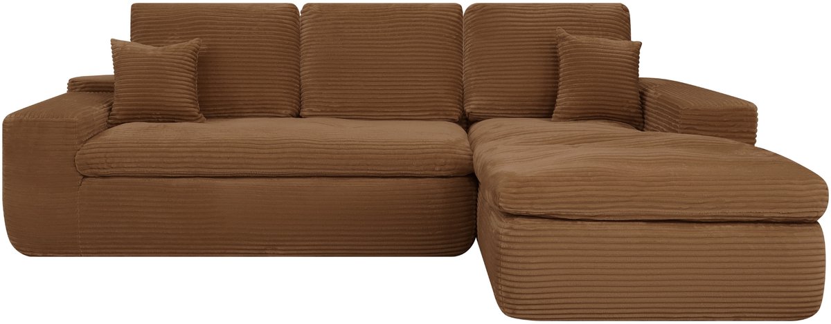 Lazy Hoekbank Velvet Ribstof Okergeel Rechts