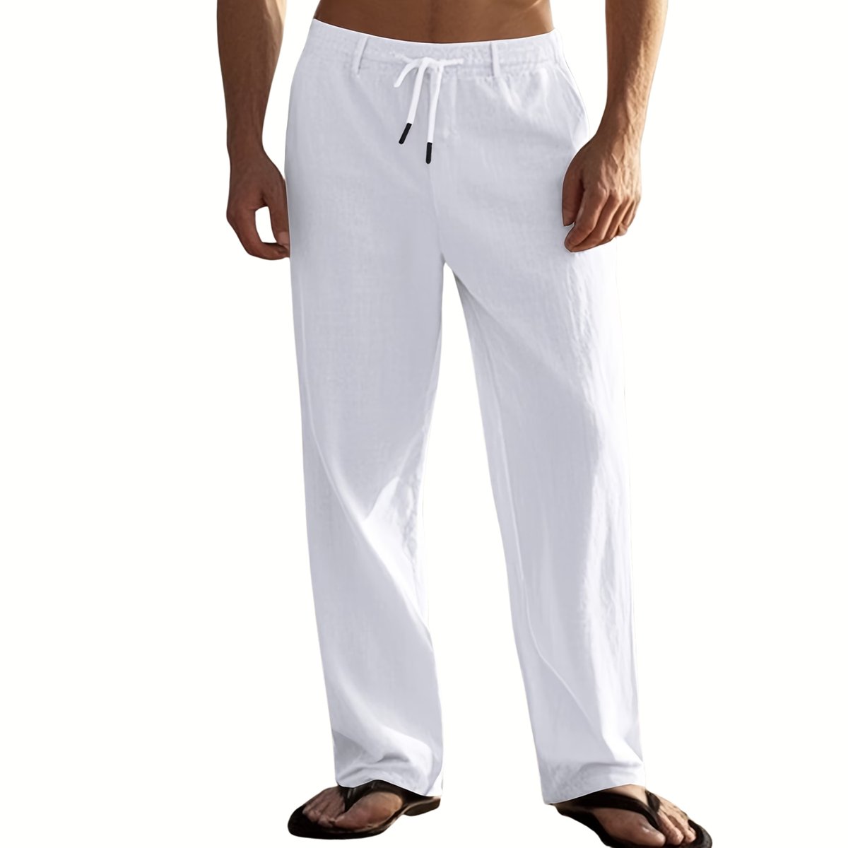 Currero Linnen Broek Heren - Zomerbroek - Volwassenen - Lange Broek - Pantalon - Strandbroek - Zomer - Ibiza Stijl - Wit S