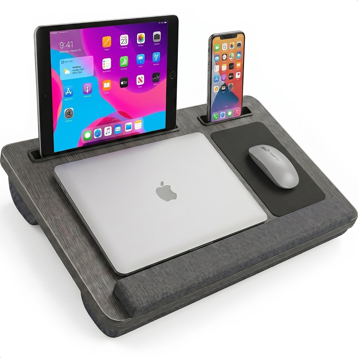 Laptop kussen voor op schoot - Rechthoek - Tafel - Verstelbaar - Standaard voor Thuiswerken - Bedtafel - Laptray en Tabletstandaard - Dienblad - Met telefoon standaaard - Luft