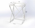 Afmetingen van het witte wasmachine-opbouwmeubel: H 135 cm, B 68 cm, D 57.7 cm.
