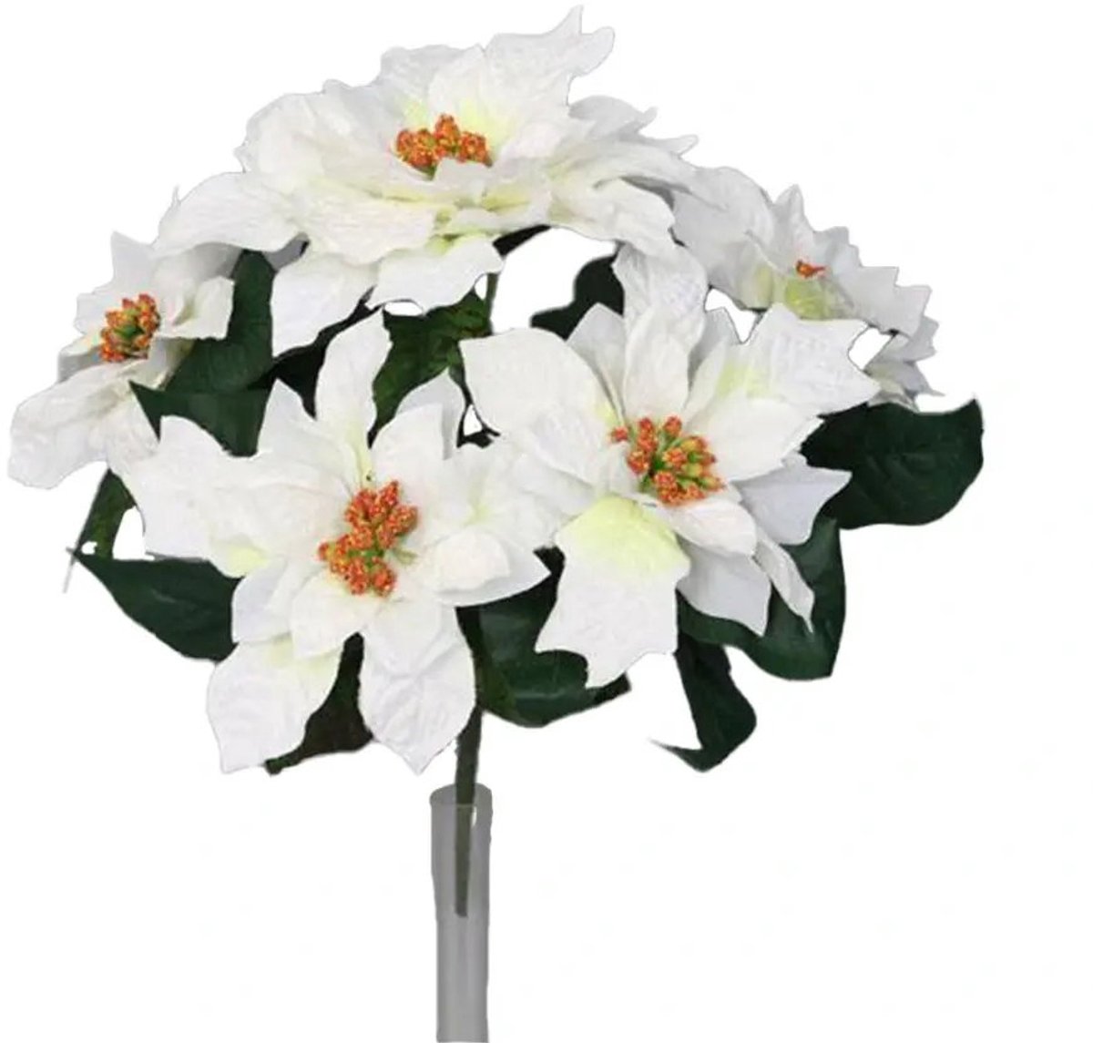 Buitengewoon Boet Buitengewoon de boet - Poinsettia bos 5 bloemen wit 30 cm kunstbloem onbekend