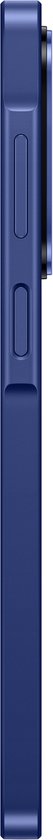 Zijaanzicht van een donkerblauwe Samsung Galaxy A27 5G telefoon, met volumeknoppen.