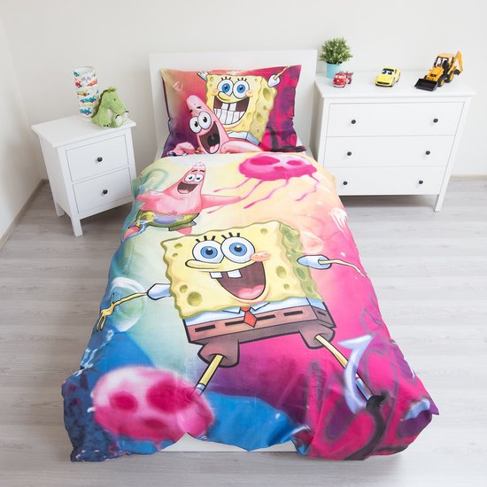 SpongeBob Dekbedovertrek, Fun - 140 x 200 + 70 x 90 cm - Katoen van Nickelodeon — afbeelding 3