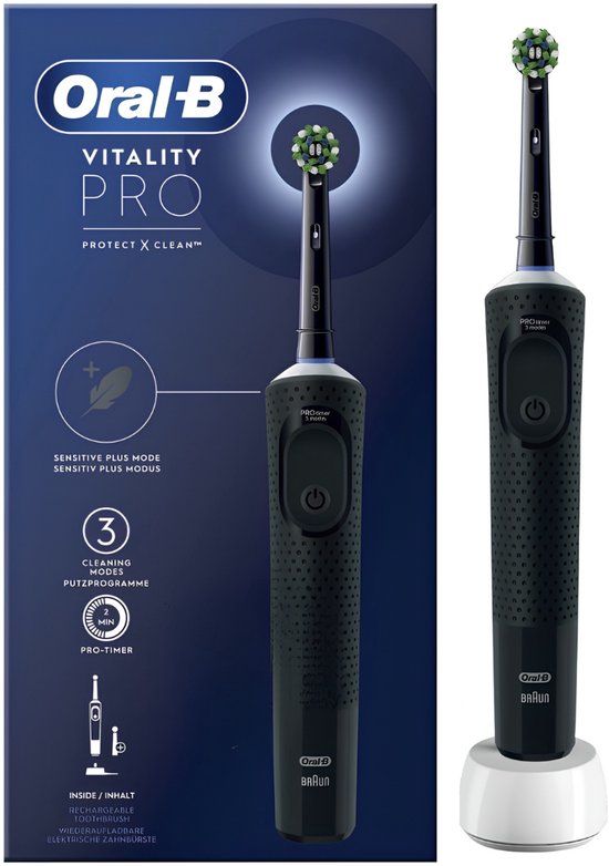 Oral-B Vitality Pro Clean - Elektrische Tandenborstel - 3 Poetsprogramma's - Timer - Zwart