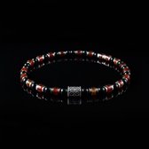 Exclusieve Natuursteen Armband - 925 Echt Zilver - Toermalijn & Agaat - 4mm Kralen - 21 cm- vaderdag
