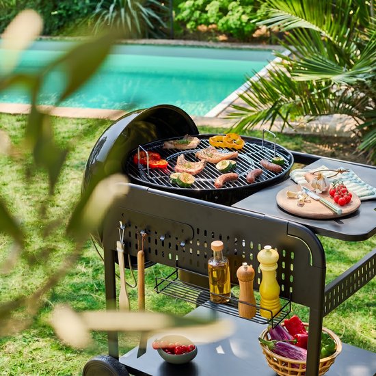 sweeek - Ronde houtskoolbarbecue van geëmailleerd staal ø53cm grill met karretje - maurice van Sweeek — afbeelding 4